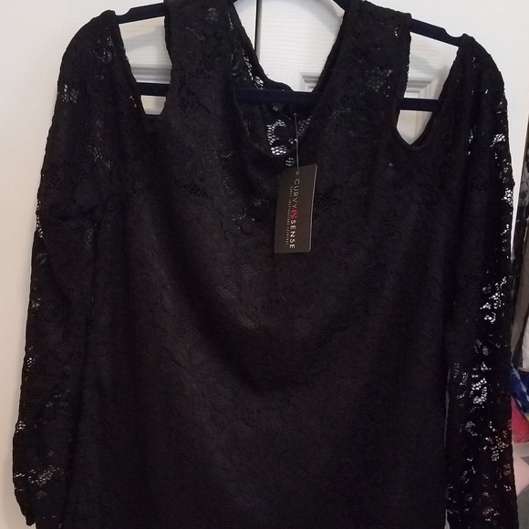 Floral Mini with Black Long Sleeve Lace Blouse - Picture 3 of 3